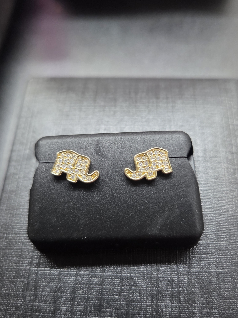 Gold Elephant Pave Crystal Stud Earrings - Women Jewelry